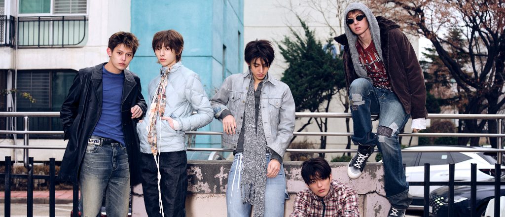 HYBE BigHit Music rookie boy group CORTIS — Martin, James, Juhoon, Seonghyeon, Keonho — in a group concept photo