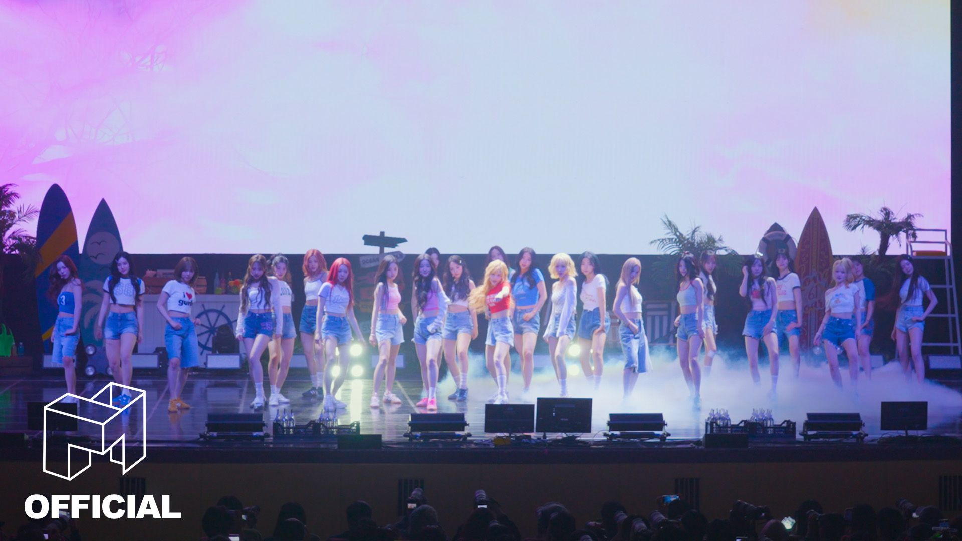 tripleS 24 members live stage performance with summer beach backdrop