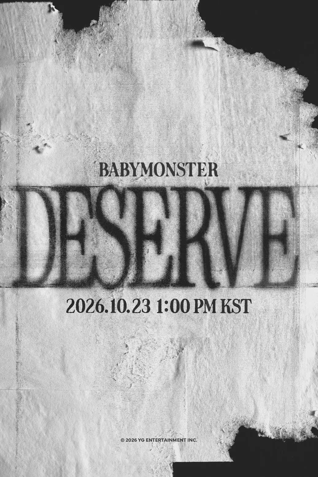 BABYMONSTER DESERVE digital single teaser poster with the release date October 23, 2026